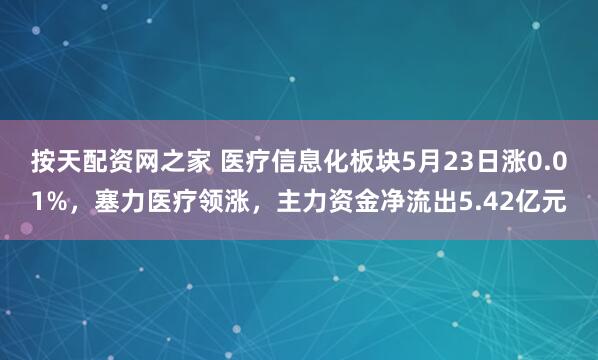 按天配资网之家 医疗信息化板块5月23日涨0.01%，塞力医疗领涨，主力资金净流出5.42亿元