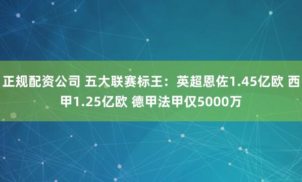 正规配资公司 五大联赛标王：英超恩佐1.45亿欧 西甲1.25亿欧 德甲法甲仅5000万